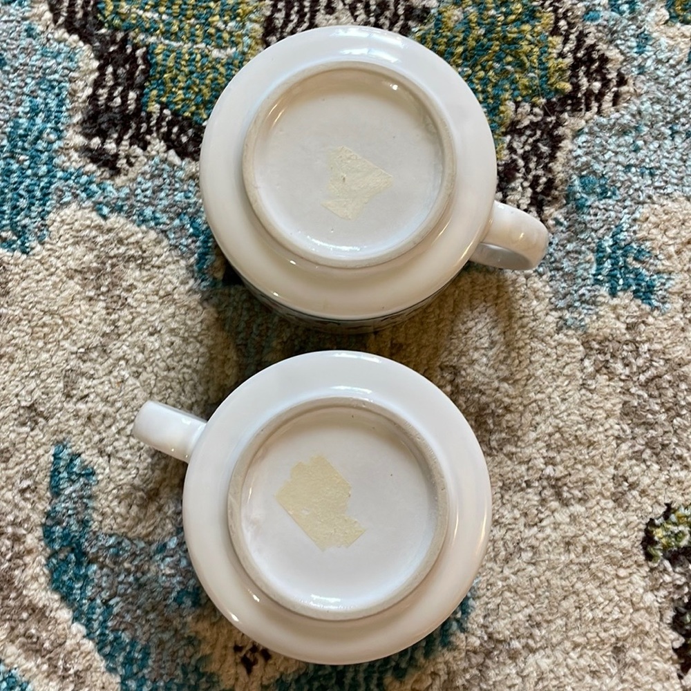 Vintage Floral Pattern Soup Mugs, set of 2 - Picture 4 of 4